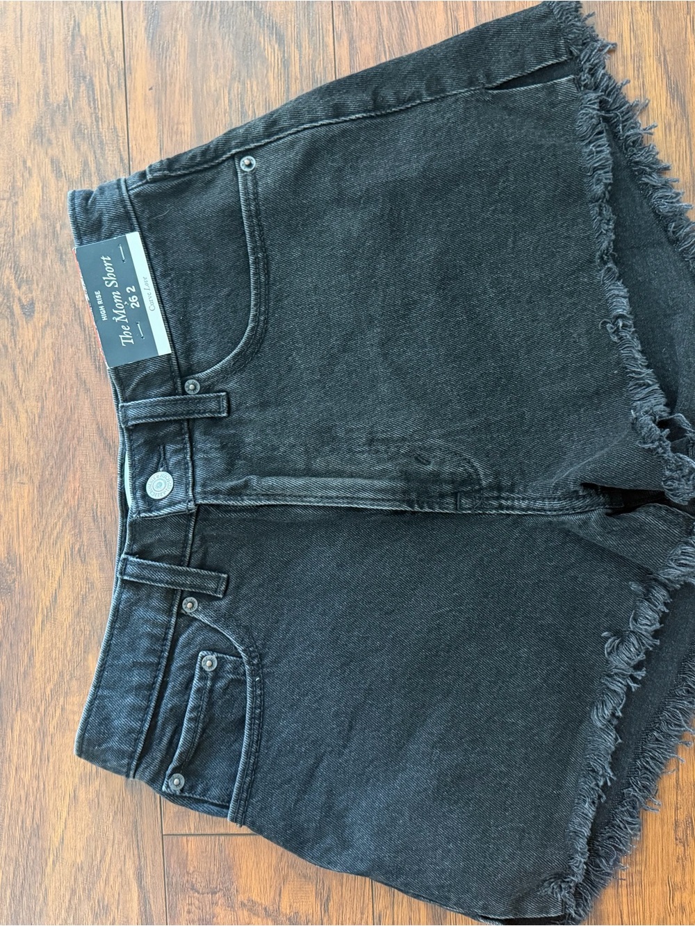 Abercrombie & Fitch Black Frayed Denim Shorts